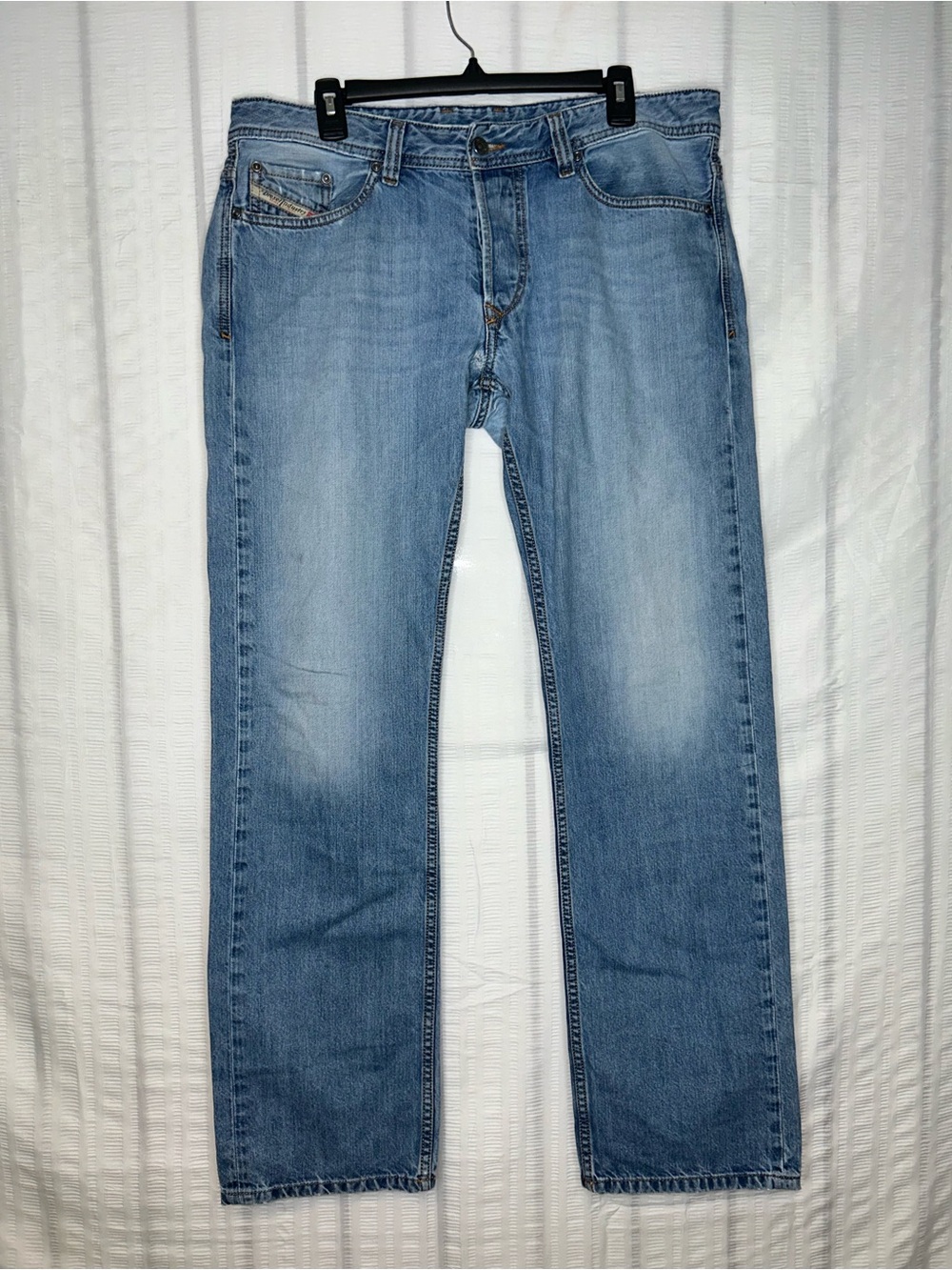 Diesel Viker Jeans Mens 36x32 Blue Regular Straight Stretch Denim Button Fly